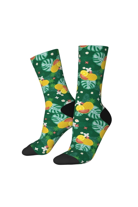 Tropical Fruit Pattern Sport Socks for Women and Men Crew Socks Sporty Calf Socks Casual Socks