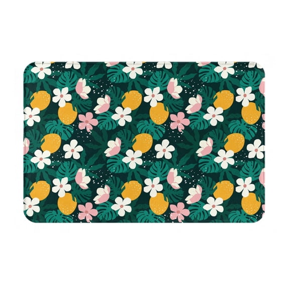 Xecao Tropical Fruit print Flannel Mat: Non-slip, 16x24in. Ideal for kitchen, bedroom, bath & living room.
