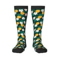thumbnail image 1 of Xecao Tropical Fruit print thigh-high socks, crafted for both men and women with a stretchy, high-opaque design perfect for daily wear, 1 of 6