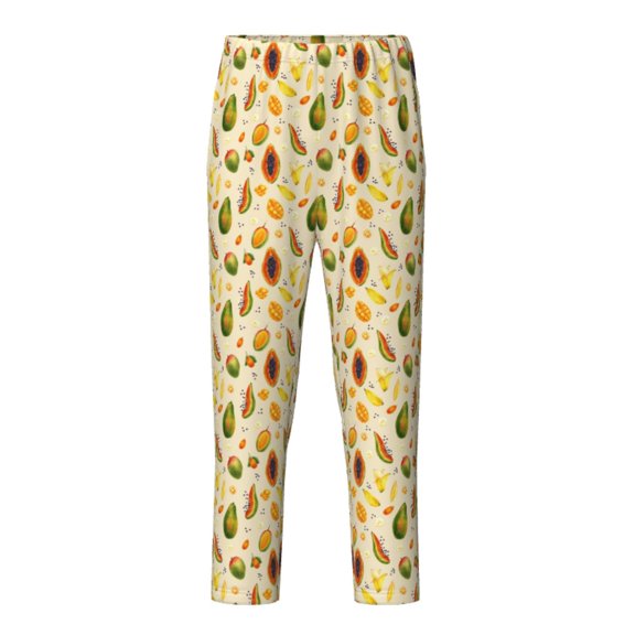 Xecao Tropical Fruits Print Teenagers' Pajama Pants Long Sleep Pants Soft Elastic Waist Pajama Bottoms Elastic waist with 2 Pockets 5-16 Years-XS(5-6)