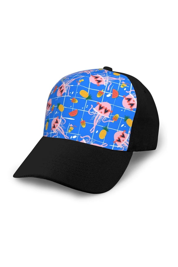 Tropical Jellyfishes print unisex vintage washed baseball cap, a soft and adjustable hat perfect for any casual style.