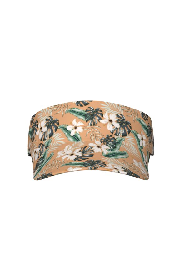 Tropical Leaves Flower for Adult Sun Cap offers versatile sun protection with adjustable Velcro for a secure fit.