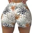 thumbnail image 1 of Xecao Tropical Leaves Print Workout Shorts for Women Soft Smooth Gym Yoga Scrunch Active Tennis Workout Running Shorts, 1 of 9