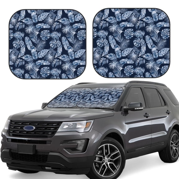 Xecao Tropical Leaves for Foldable Car Sun Shades (2-Pack) offer sun protection with an easy-fold design for convenient windshield shading.