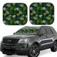 thumbnail image 1 of Xecao Tropical Leaves1 for Foldable Car Sun Shades (2-Pack) offer sun protection with an easy-fold design for convenient windshield shading., 1 of 7
