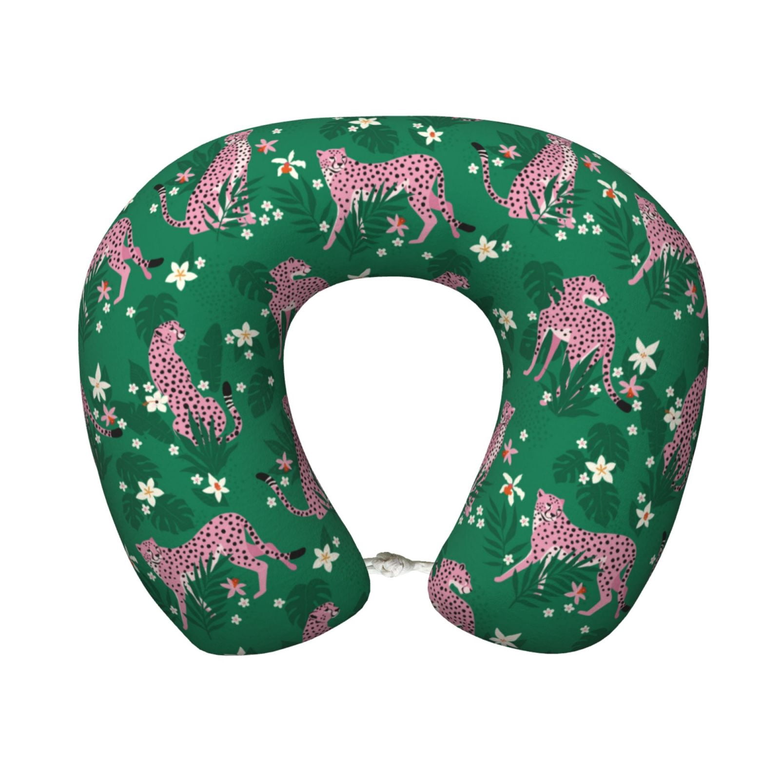 Xecao Tropical Leopard Print Memory Foam Cervical Neck Pillow Versatile U-Shaped Pillows for Home,Office,Camping,Travelling,Soft Washable Cover