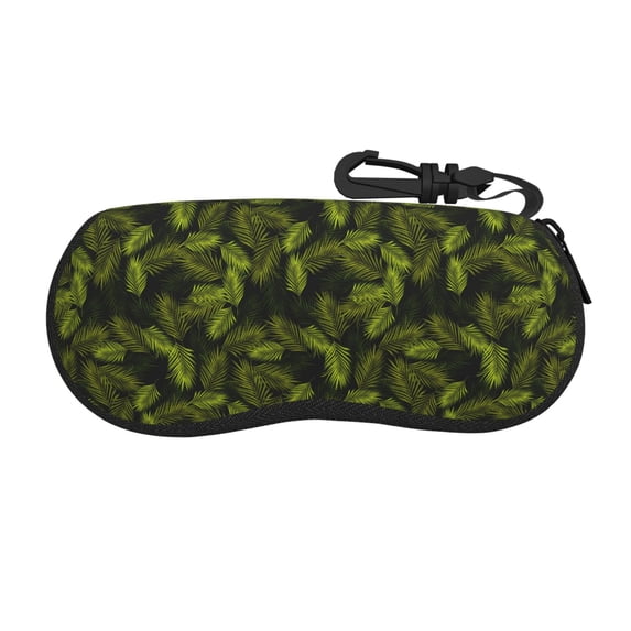 Xecao Tropical Palm Leaves Fern Leaf for Eyeglass Case Soft Shell, Portable Sunglass Case, Fashionable Eyeglass Case with Zipper, Lightweight