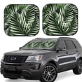 thumbnail image 1 of Xecao Tropical Palm Leaves1 for Foldable Car Sun Shades (2-Pack) offer sun protection with an easy-fold design for convenient windshield shading., 1 of 7