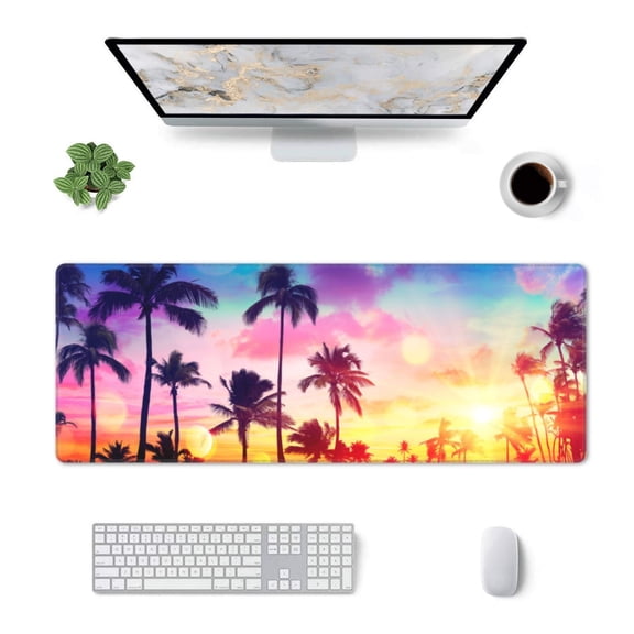 Xecao Tropical Palm Tree at Sunset for Mouse Pad - Waterproof Extended Contour Mouse Mat, Large Gaming Mousepad Laptop Keyboard Mat with Non-Slip Rubber Base