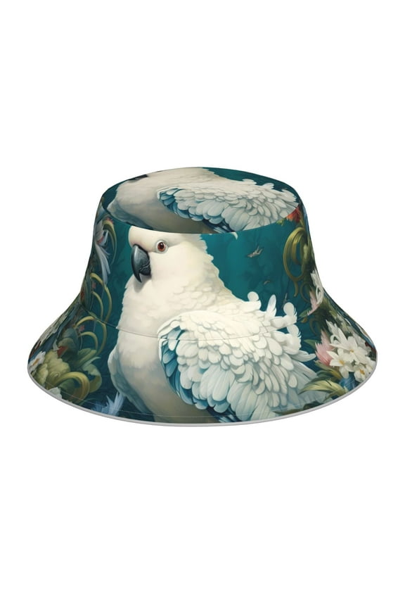 Tropical Parrot Floral Artwork Print Men and Women Night Reflective Hat Runner Cap Visor Bucket Hat Boonie Cap