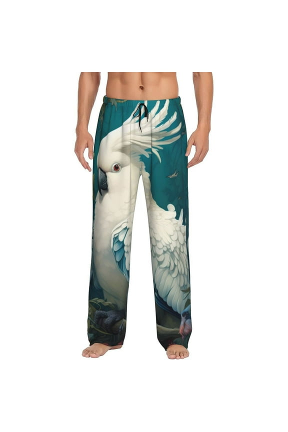Tropical Parrot Floral Artwork Print Men's Straight Lounge Pajama Pants - The Ultimate in Comfortable Sleepwear-Medium