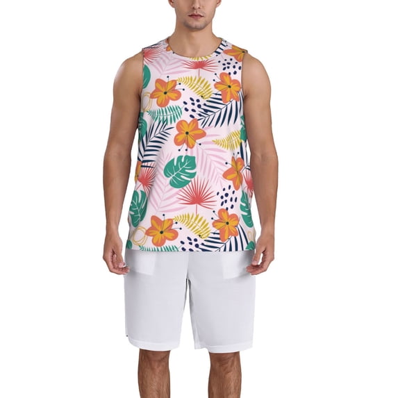Xecao Tropical Plants print basketball shirt for both men and women, a unisex basketball jersey perfect for theme parties-X-Large