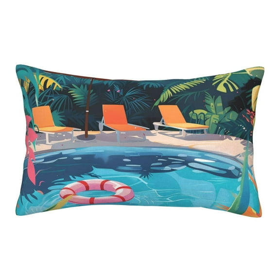 Xecao Tropical Poolside Relaxation for Decorative Throw Pillow Case for Couch,Sofa or Bed Set,Pillow Cover for Sofa Home Decor Ideal Gift(Pillow core not included)-14"x20"