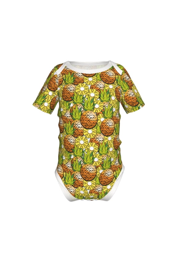 Tropical Summer Fruit Pattern Baby Climbing Bodysuit Short Sleeve Onesie Unisex 0-12 Months Baby Shirt Newborn Outfits Crotch snap design-2 Years