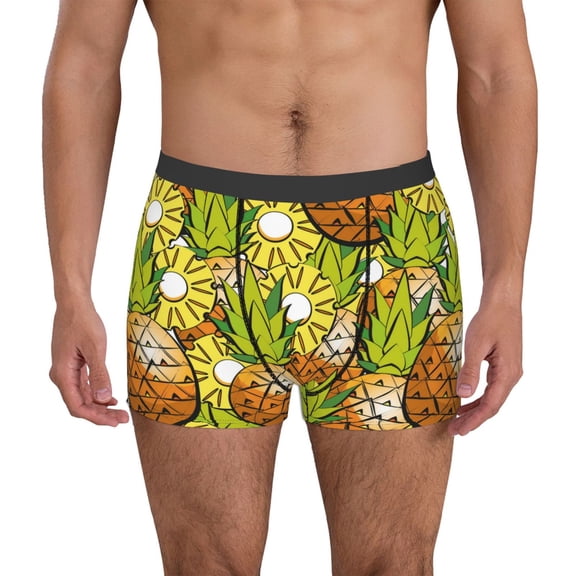 Xecao Tropical Summer Fruit Print Men's Underwear Boxer Briefs Pack - Your ComfortSoft, Moisture-Wicking, and Breathable Choice for Men's Underwear-