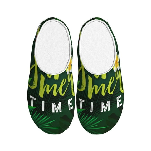Xecao Tropical Summer Vibes Print Cotton Slippers Fuzzy Warm Cozy Slippers Non Slip House Slippers For Indoor Outdoor Cotton Slippers House Slippers-13