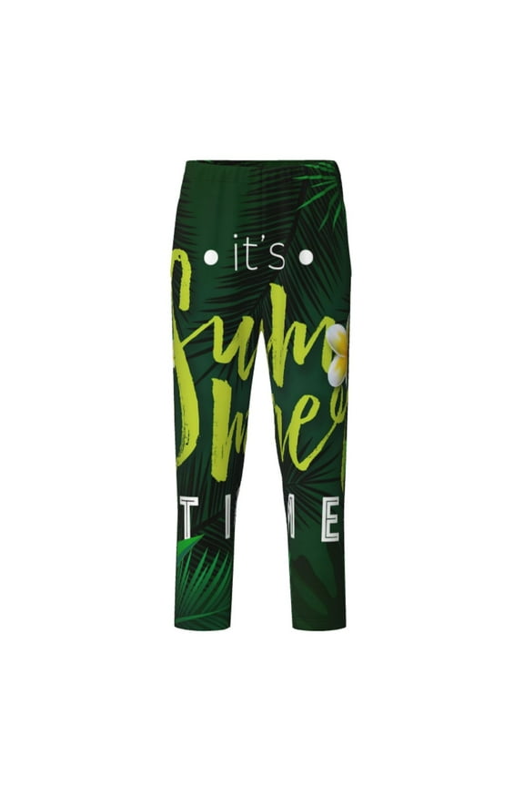 Tropical Summer Vibes Print Teenagers' Pajama Pants Long Sleep Pants Soft Elastic Waist Pajama Bottoms Elastic waist with 2 Pockets 5-16 Years-XS(5-6)