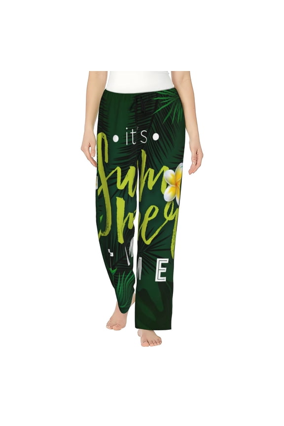 Tropical Summer Vibes Print Women's Straight Lounge Pajama Pants,The Epitome of Relaxed Sleepwear-Large