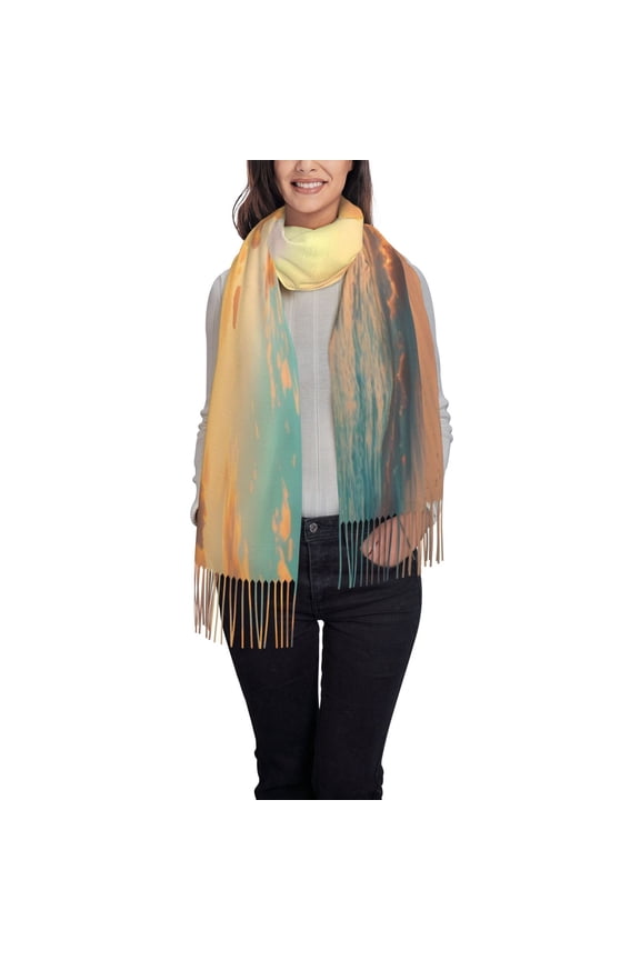 Tropical Sunset Beach Scene Pattern Womens Winter Scarf Fall Scarf Oversized Large Scarf for Women Warm Shawl Wrap