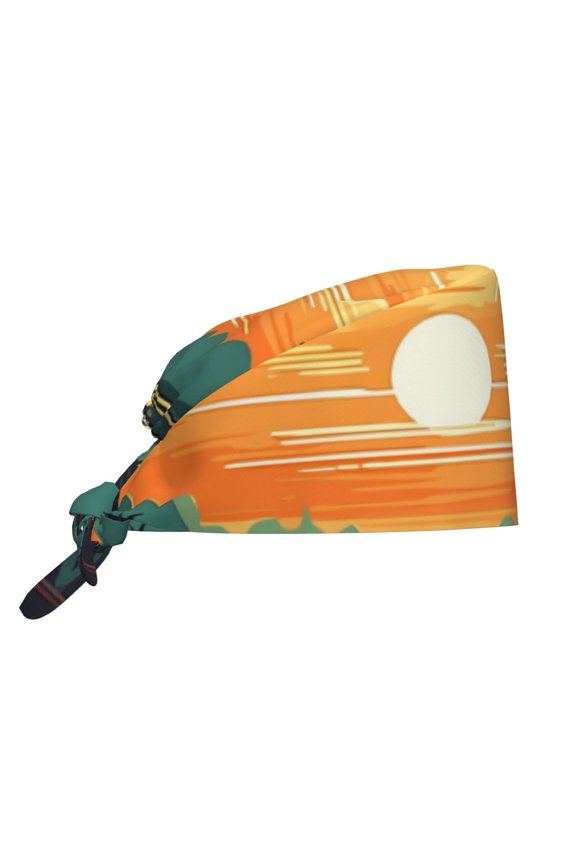 Tropical Sunset Paradise Print Men Women Adjustable Working Cap with Button Unisex Hats Sweatband