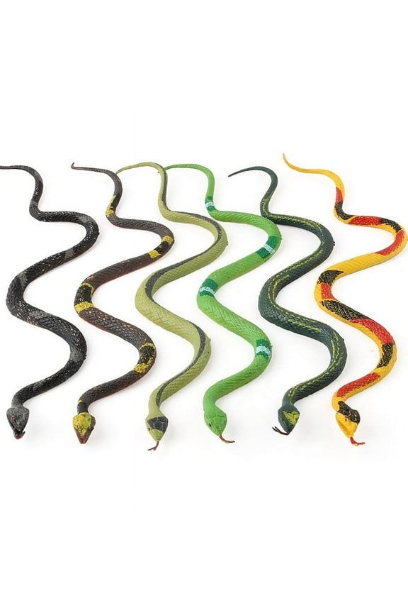Realistic Snake Toys, 6PCS 10" Plastic Rattlesnake Models Flexible Reptile Figurines for Jungle Party Favors Halloween Outdoor Decor