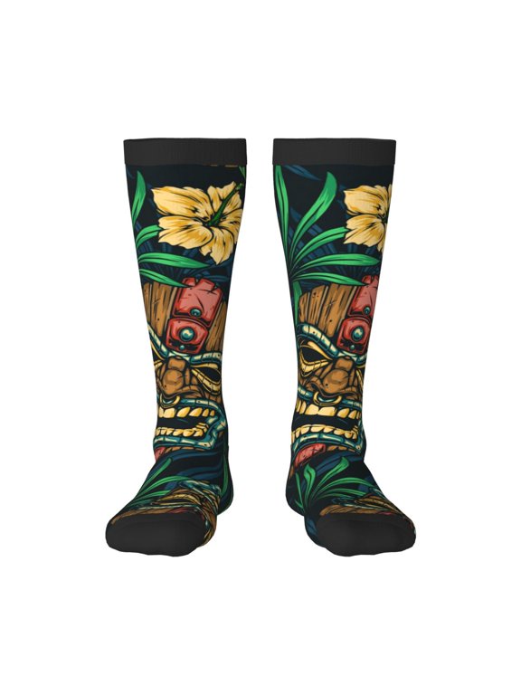 Tropical Tribe Mask Print Compression Socks for Both Men And Women for Running, Travel, Flight, Nurse