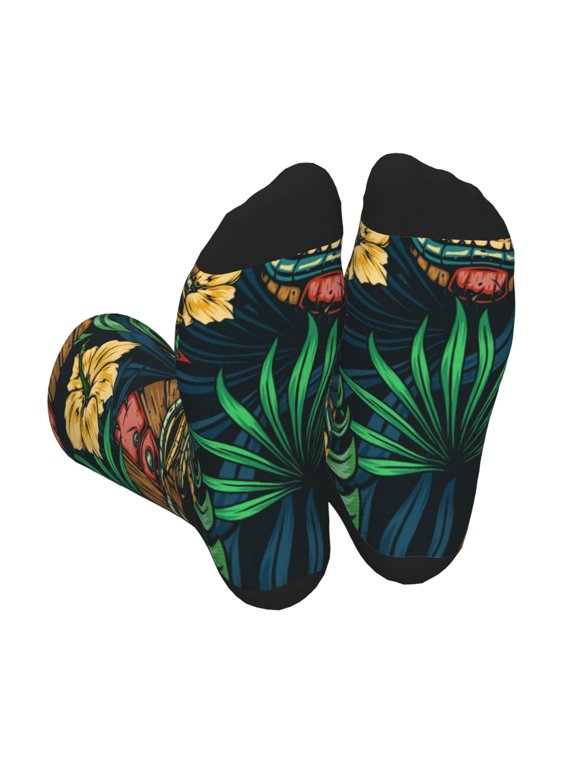 Tropical Tribe Mask Print Crew Socks for Men and Women, Men's Soft Moisture-wicking Sock