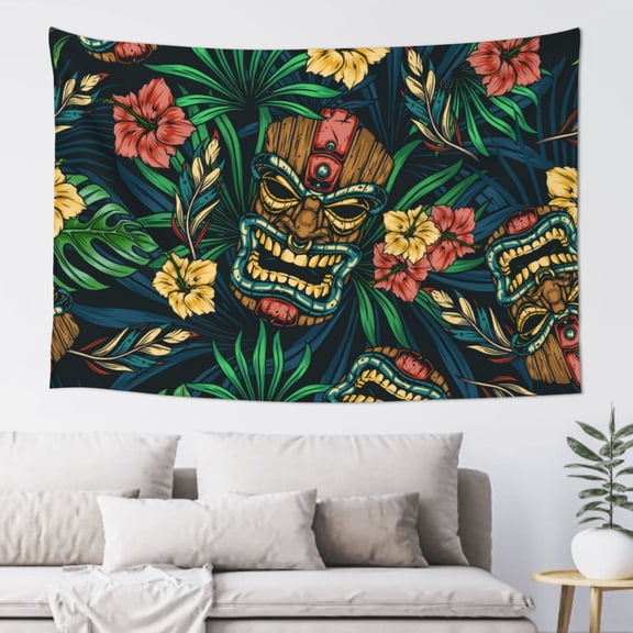Xecao Tropical Tribe Mask Print Tapestry, Wall Hanging Room Funny Decor, Backdrop Room Decor for Bedroom Living Room dormitory