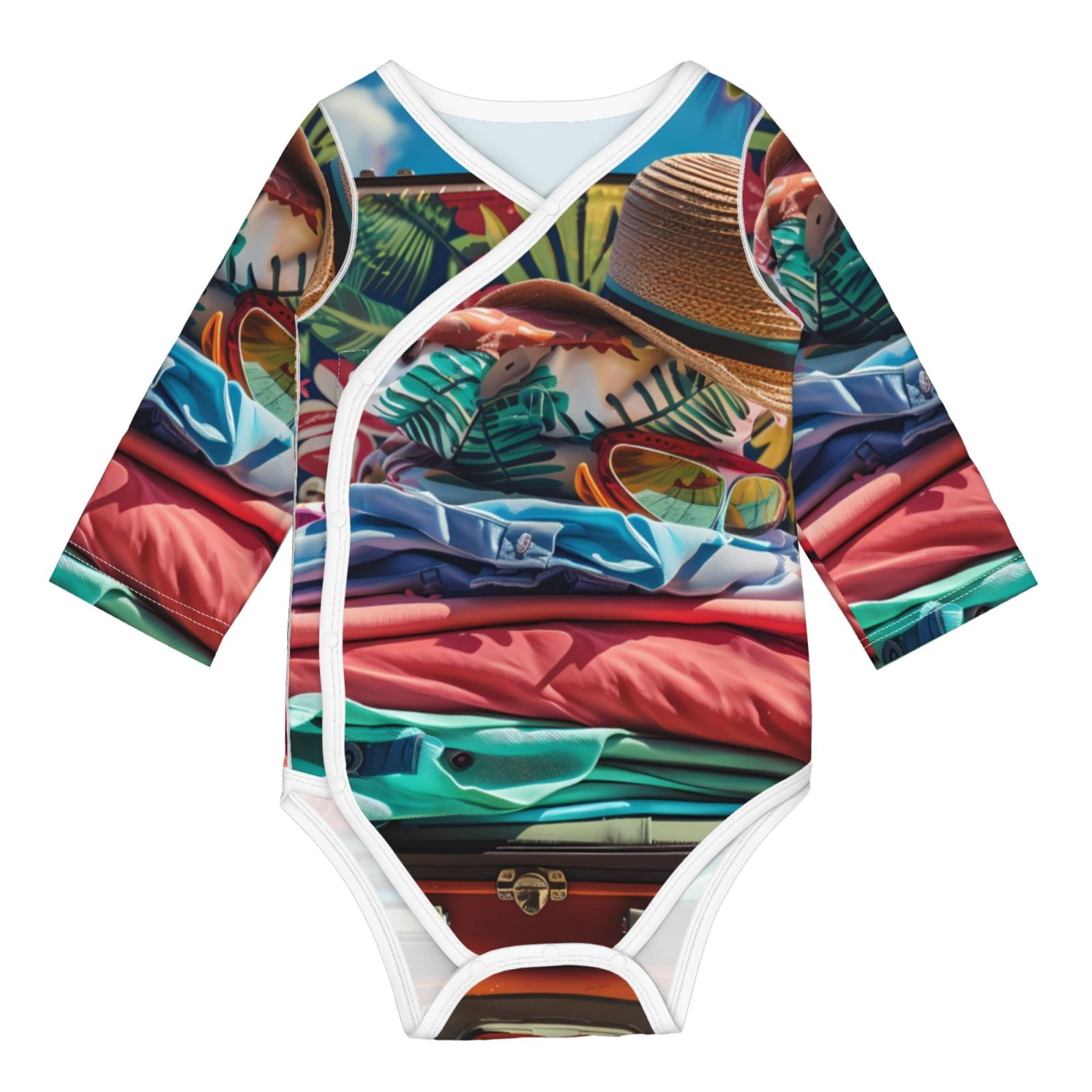 Xecao Tropical Vacation Essentials Print Baby unisex-baby Cotton Long-sleeve Bodysuits-3 Months