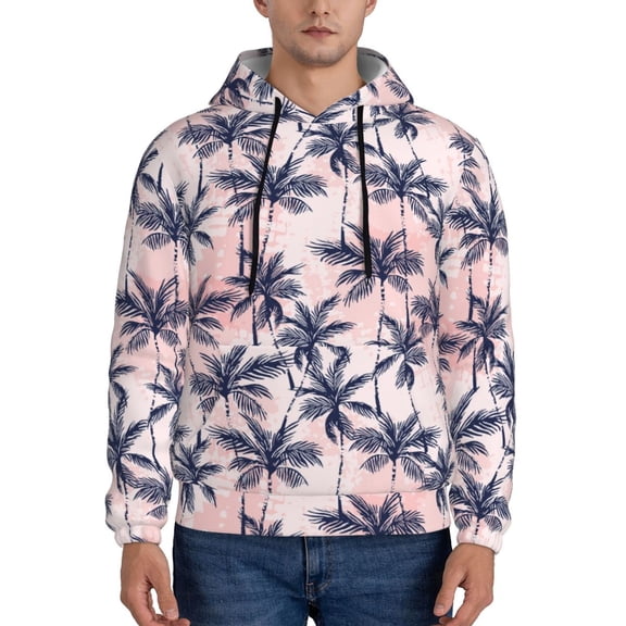 Xecao Tropics Palm Trees Pattern Men's Adult Pullover Hoodie,Hooded Sweatshirt-XX-Large