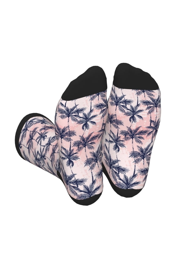 Tropics Palm Trees Print Crew Socks for Men and Women, Men's Soft Moisture-wicking Sock