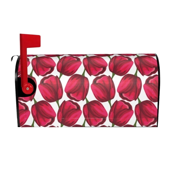 Xecao Tulips Flowers for Mailbox Cover with Magnetic Strips, Waterproof and Sunscreen, Adds a Decorative Touch to Your Garden Yard.