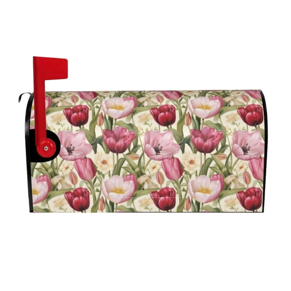 Xecao Tulips Flowers for Mailbox Cover with Magnetic Strips, Waterproof and Sunscreen, Adds a Decorative Touch to Your Garden Yard.