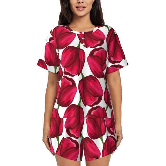 Xecao Tulips Flowers print Swimsuit for women, Summer-ready, sporty style.Quick-dry fabric. Many sizes & colors.