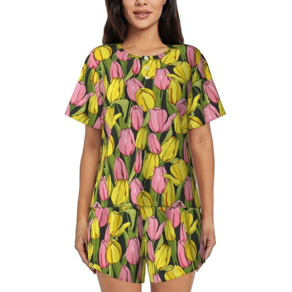 Xecao Tulips Flowers print Swimsuit for women, Summer-ready, sporty style.Quick-dry fabric. Many sizes & colors.