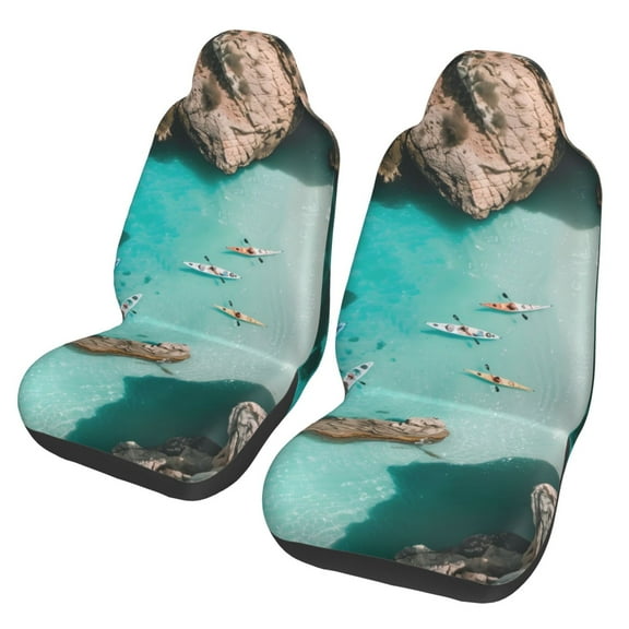 Xecao Turquoise Beach Kayaking Print Car Seat Cover in That Fits Most Cars, Vans, SUVs, and Trucks.
