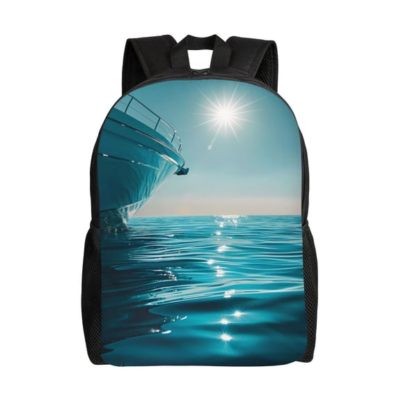 Xecao Turquoise Ocean Reflection Print School Backpack with Laptop Compartment Small Travel Laptop Backpack for Women Men Waterproof College Backpack Simple School Bag