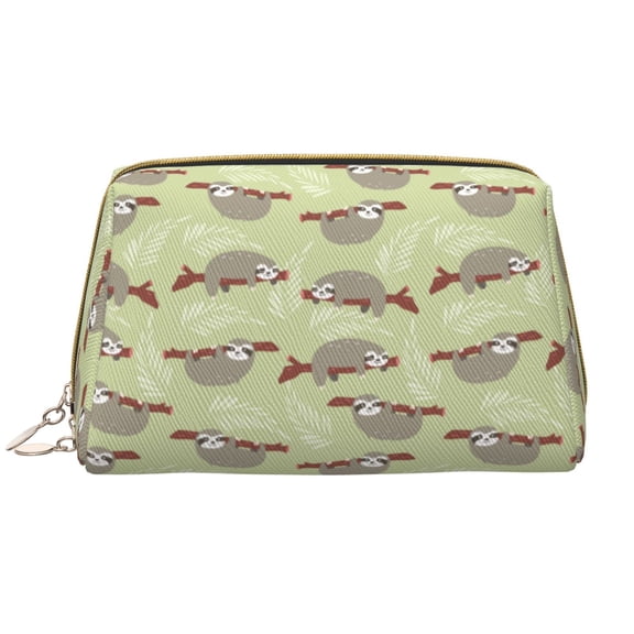 Xecao Twig Sloth Print Fashion Makeup PVC Bag Large Capacity Travel Cosmetic Bag for Women Organizer Toiletry Clutch