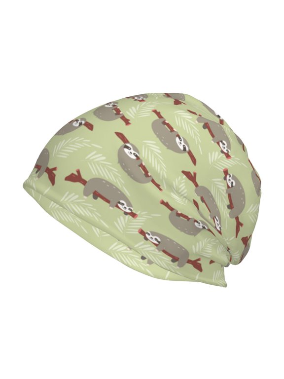 Twig Sloth Print Knit Hat,Winter Beanie for Men Women, Beanie Soft Warm Ski Stocking Cuffed Cap