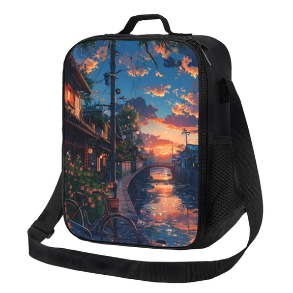 Xecao Twilight Canal Reflection Print Lunch Bag - Durable, Double-Insulated Lunch Bag, Holds Lunch Box, Water Bottle, & Snacks,Leakproof Cooler Tote Bag