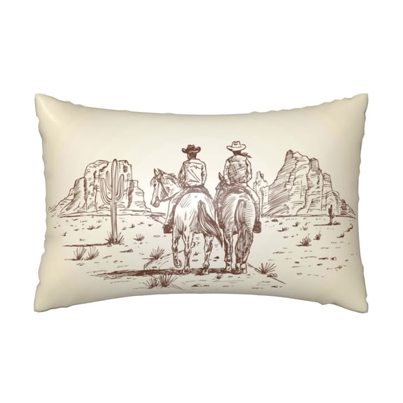 Xecao Two Cowboys Riding Horses In The Desert Pattern Satin Pillowcases for Hair and Skin, Luxurious and Silky Pillow Cases with Envelope Closure, 20x30 Inches