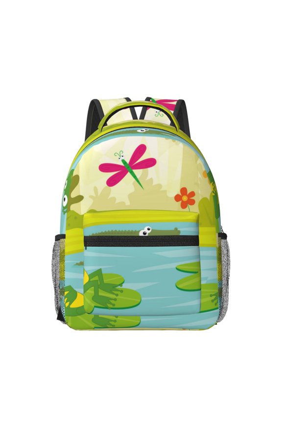 Two Frogs Are Sitting On Water Lilies Print Casual Backpack: A Computer Backpack Ideal for Men and Women, Perfect for College, School, or Daily Travels-One Size