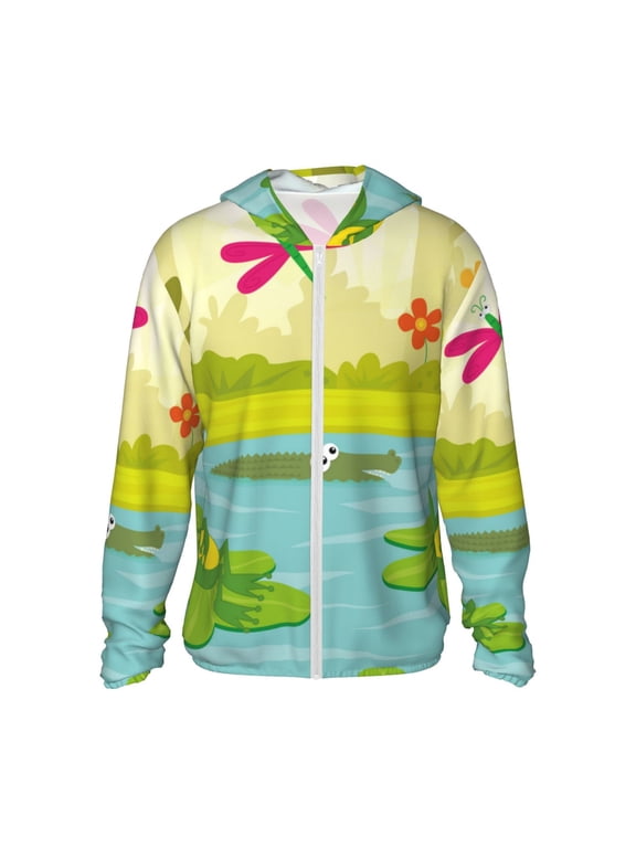 Two Frogs Are Sitting On Water Lilies for Sun Shirt-A lightweight, Hoodie-Style Long-Sleeve UV Protection Garment Designed for Other Outdoor Activities. -Small
