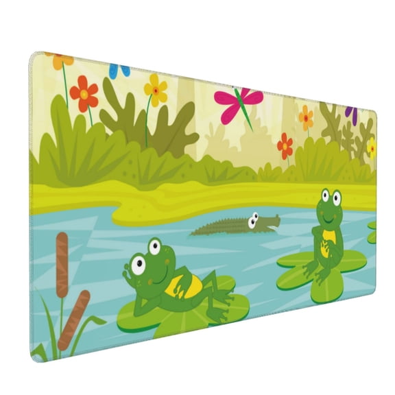 Xecao Two Frogs Are Sitting On Water Lilies Print Large Mouse Pad, 16x35.5in Mousepad, Professional Non-Slip Rubber Base Big Mouse Pad, Mouse Pad for Gaming & Office Full Desk Mouse Pad
