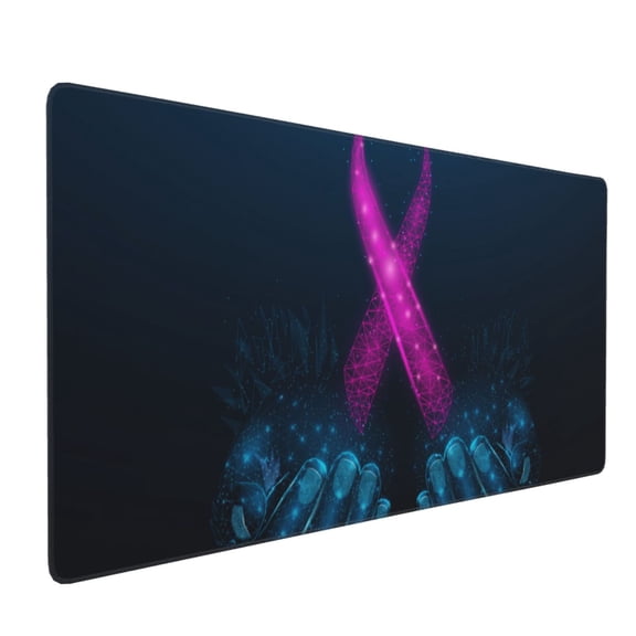 Xecao Two Human Hands are Holds Ribbon Awareness Print Large Mouse Pad, 16x35.5in Mousepad, Professional Non-Slip Rubber Base Big Mouse Pad, Mouse Pad for Gaming & Office Full Desk Mouse Pad