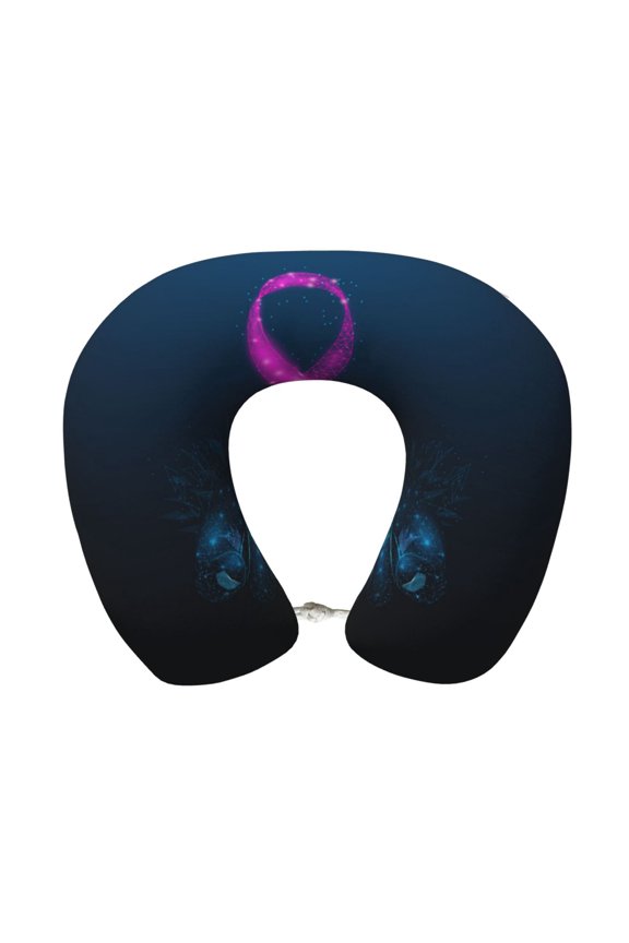 Two Human Hands are Holds Ribbon Awareness Print Memory Foam Cervical Neck Pillow Versatile U-Shaped Pillows for Home,Office,Camping,Travelling,Soft Washable Cover