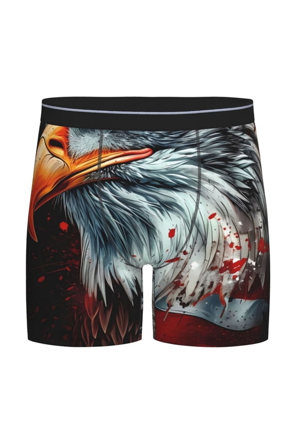 USA Bald Eagle Print Boxer Briefs for Men's Stretch Moisture-Wicking Underwear, Mid-Rise Classics breathable fabric