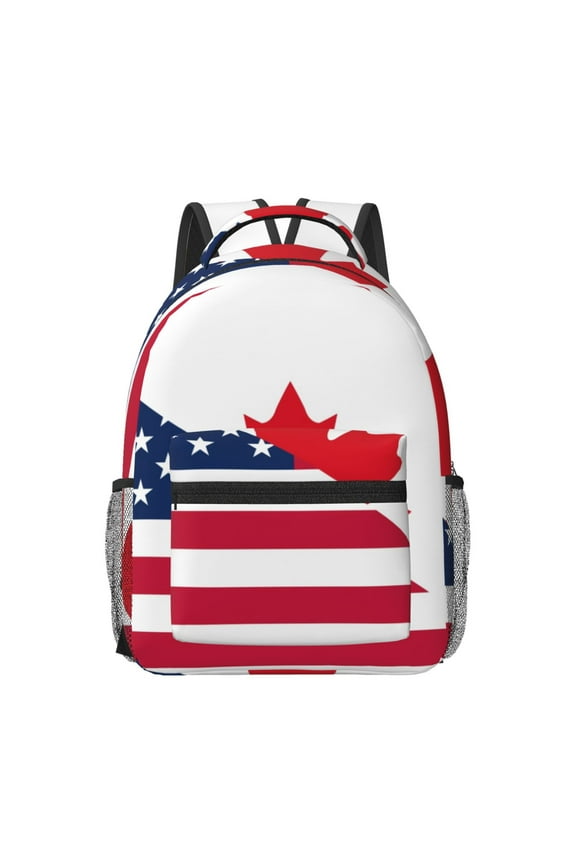 USA Canada Flag Print Casual Backpack: A Computer Backpack Ideal for Men and Women, Perfect for College, School, or Daily Travels-One Size