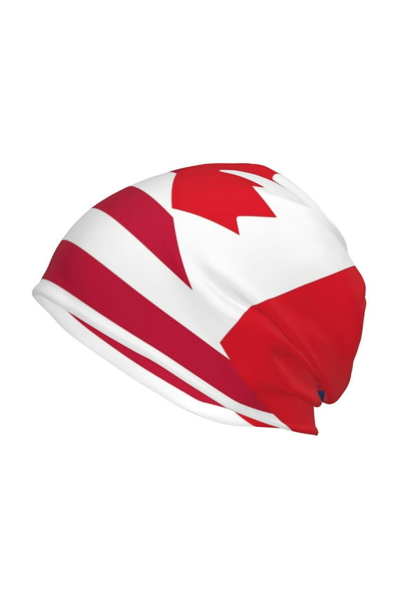 USA Canada Flag Print Knit Hat,Winter Beanie for Men Women, Beanie Soft Warm Ski Stocking Cuffed Cap