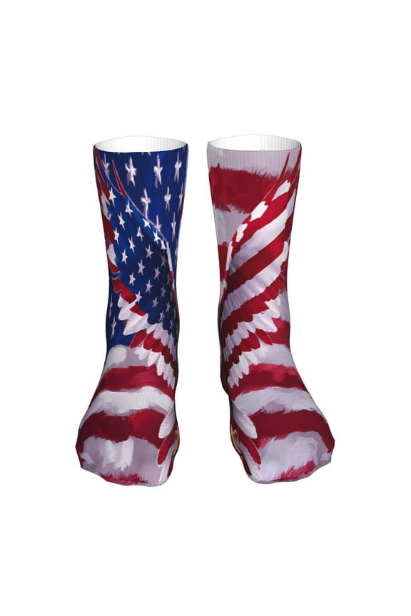 USA Eagle with Spread Wings Print Fashion No Heel Casual Crew Socks Cushioned Breathable for Men Women - Moisture wicking,Not easy to fade Suitable for daily